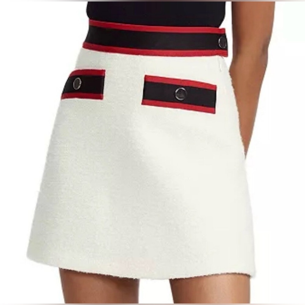 MAJE Wool Blend Colorblock Pattern Mini Skirt Size 40